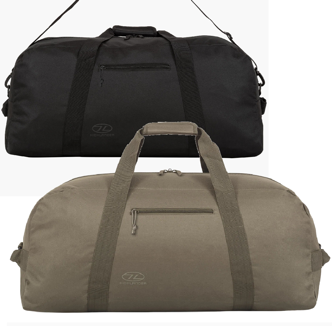 Highlander Cargo Holdall Duffle Bag 100 Litre XL Strong Durable Black Green