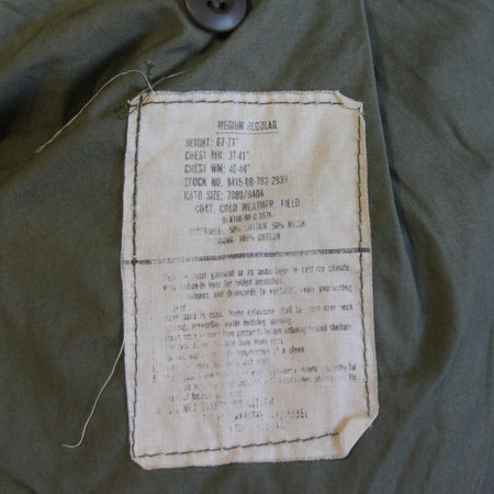 US M65 Genuine Surplus Army Jacket Olive Green Canvas Parka Medium 37-41" (3876)