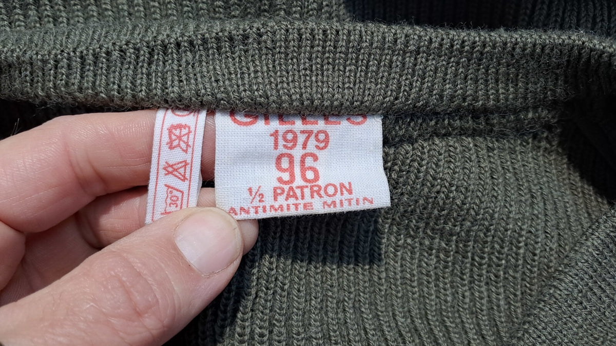 Genuine Surplus French Military Army V- Neck Jumper Olive 55% Wool 38" (2707)
