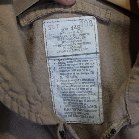 US Airforce Flight Suit Coverall Mens Sand Genuine Surplus 44" Chest Short 3523)