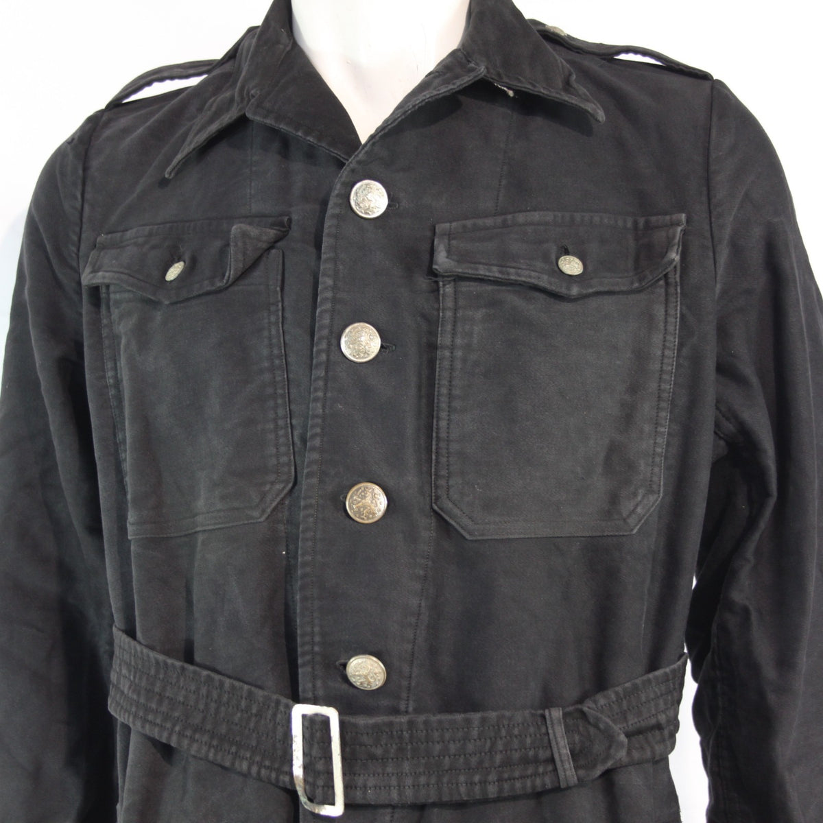 1950's Dutch Army Genuine Surplus Black Vintage Coverall Moleskin 40-42" (3499)