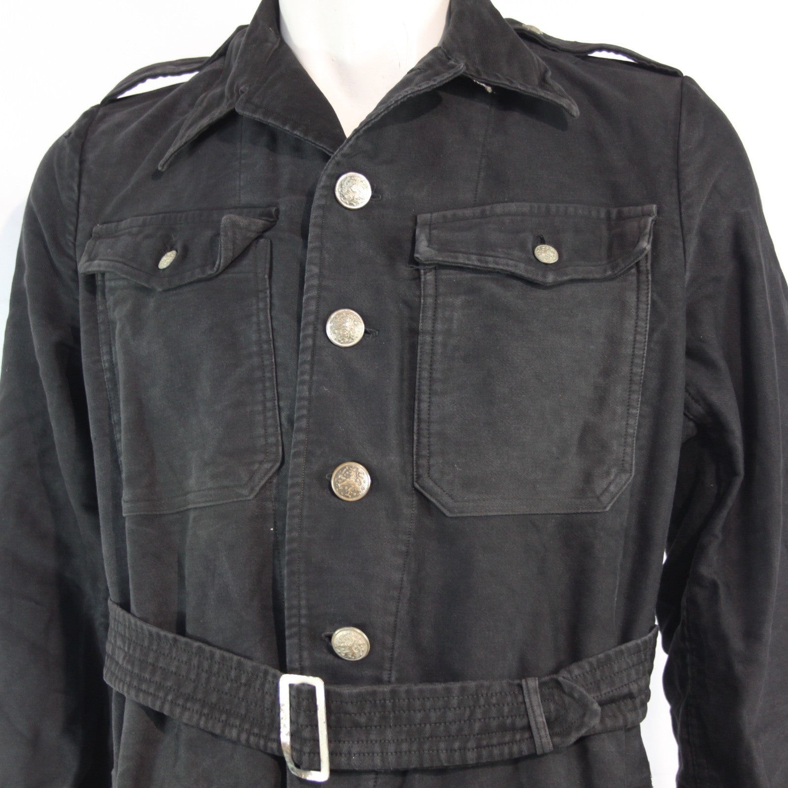 1950's Dutch Army Genuine Surplus Black Vintage Coverall Moleskin 40-42" (3499)