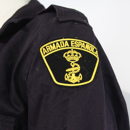 Genuine Surplus Spanish Naval Shirt Military Navy Heavyweight Badged 38-40" 3620