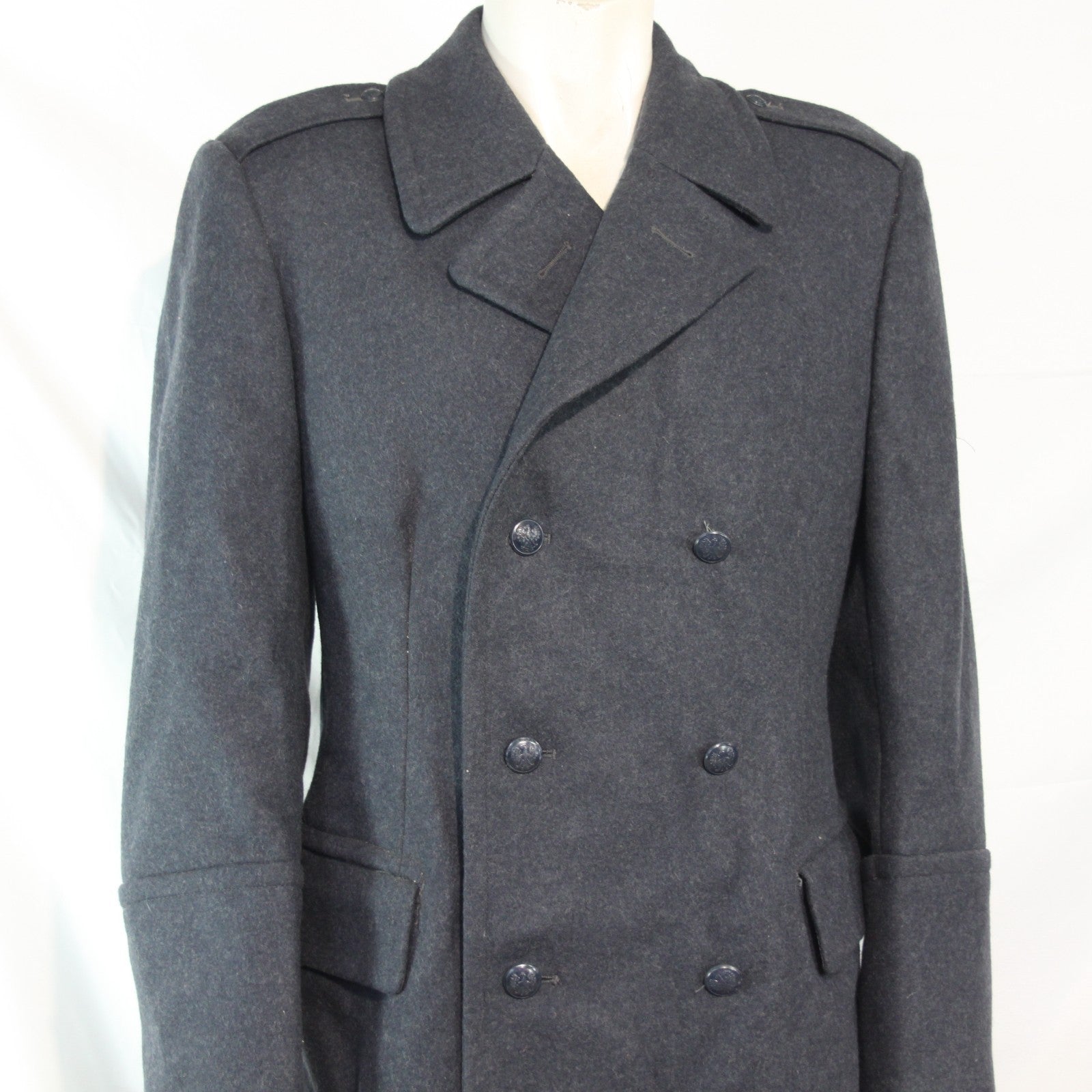 NEW Polish Airforce Wool Greatcoat Genuine Surplus Mens Blue 38-40" Chest (3507)