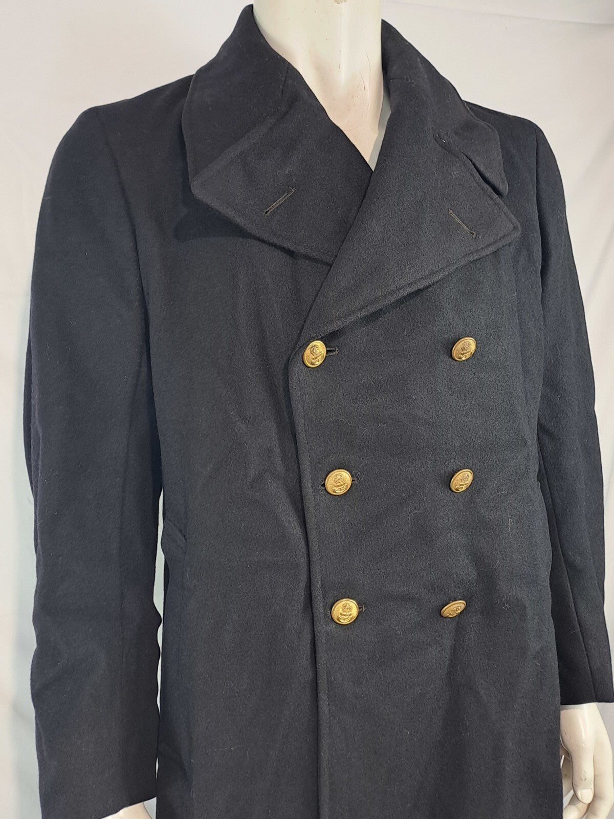 Genuine Surplus Vintage 1943 British Royal Navy Wool Greatcoat 34-36" (1319)