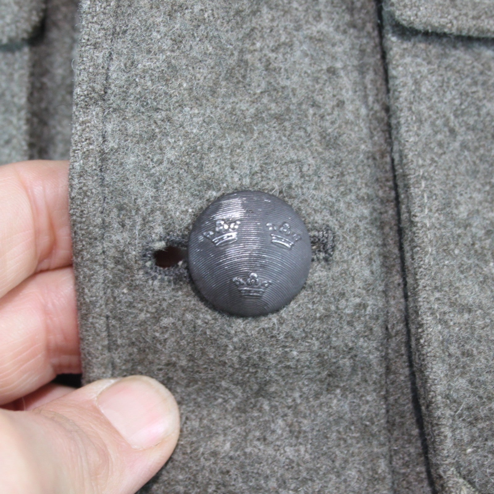 Dated 1942 Swedish Mens Wool Field jacket Olive Genuine Surplus 34-36"  (3802)