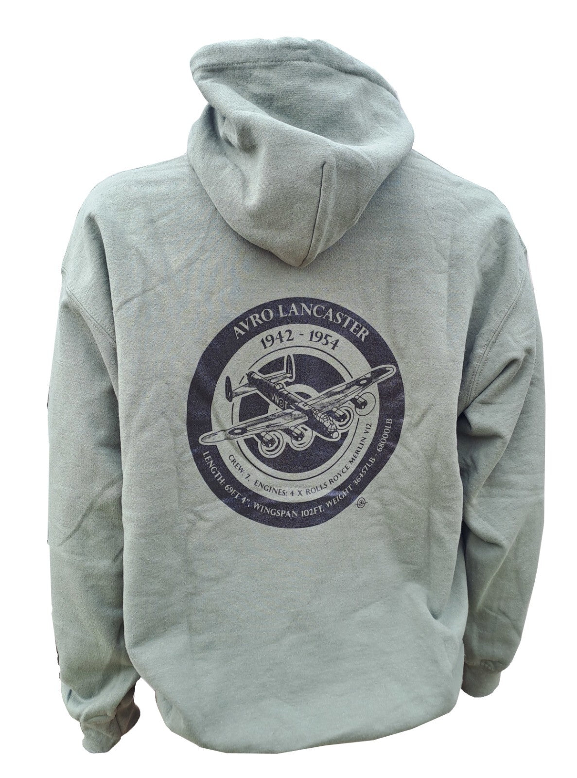 Avro Lancaster Roundel Exclusive Printed Hoodie Warm Military Airforce Green