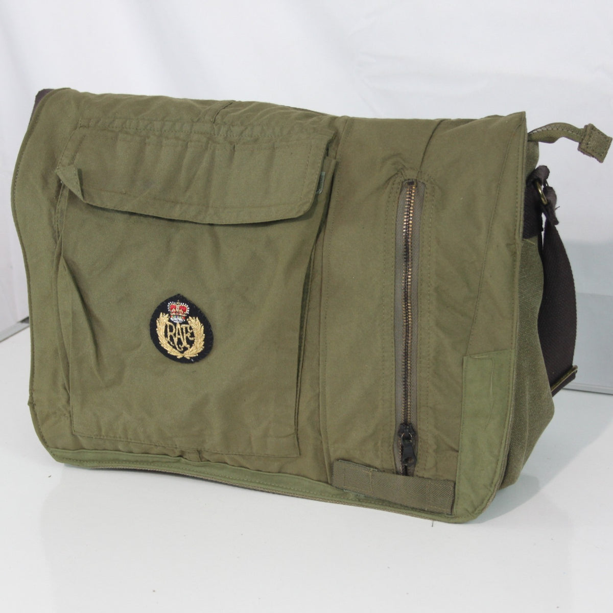 Upcycled RAF Flight Suit Made into Exclusive Messenger Bag Olive Aviation (4468)