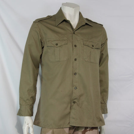 Genuine Surplus Italian Army Shirt Long Sleeve Open Neck Sand (3420)