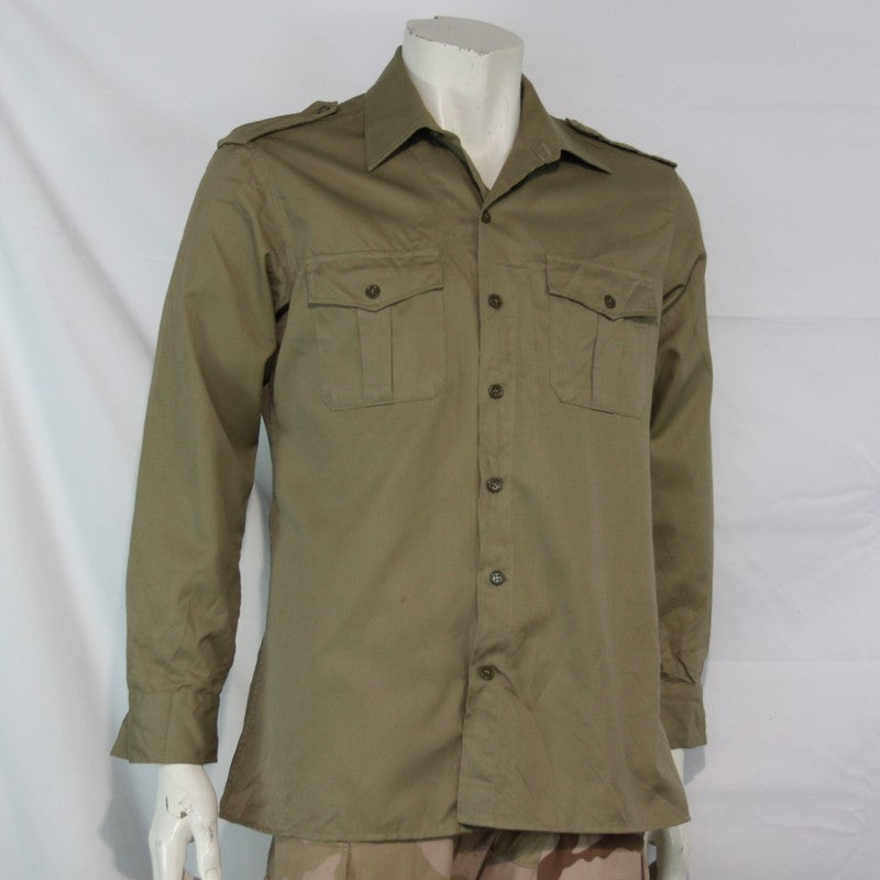 Genuine Surplus Italian Army Shirt Long Sleeve Open Neck Sand (3420)