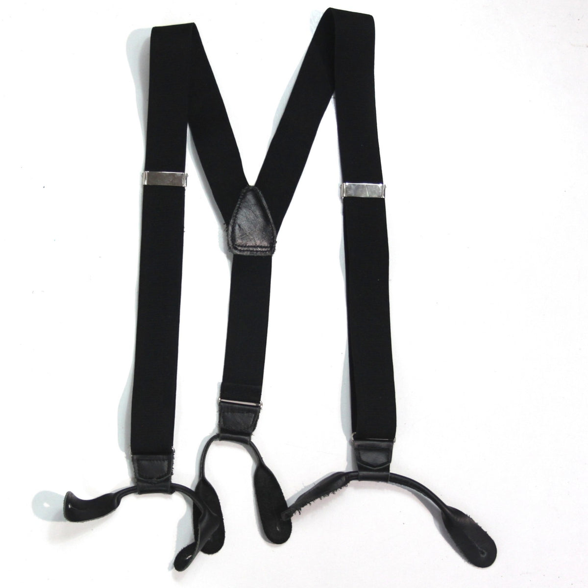 Black Braces Button Fasten with Leather Ends XL 115cm (4098)
