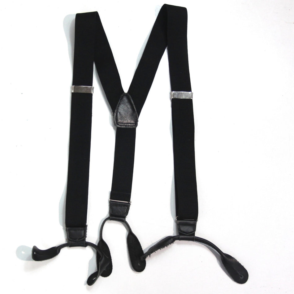Black Braces Button Fasten with Leather Ends XL 115cm (4098)