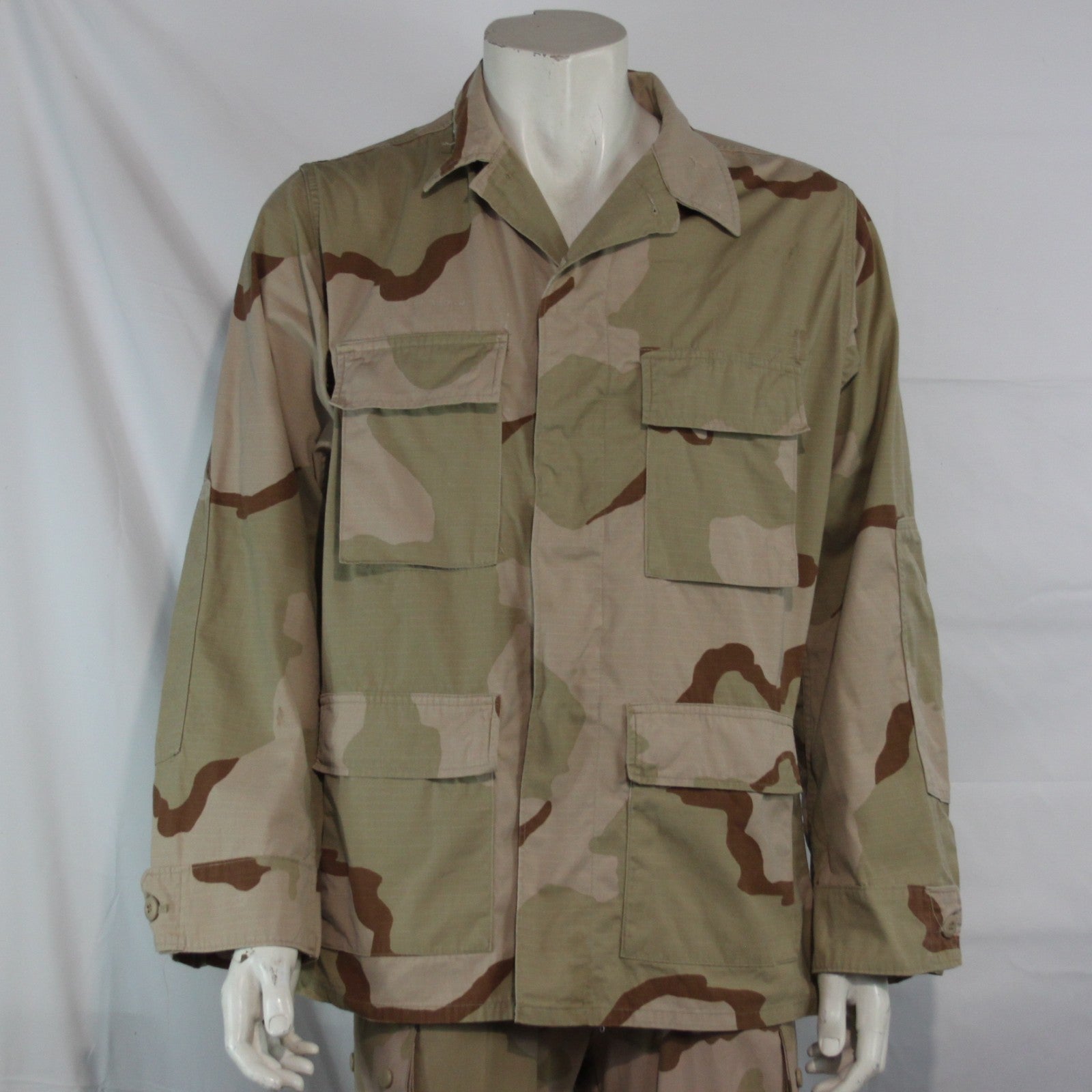 Genuine Surplus US Army TriColor Desert Camo Shirt Repaired 37-41" (3617)