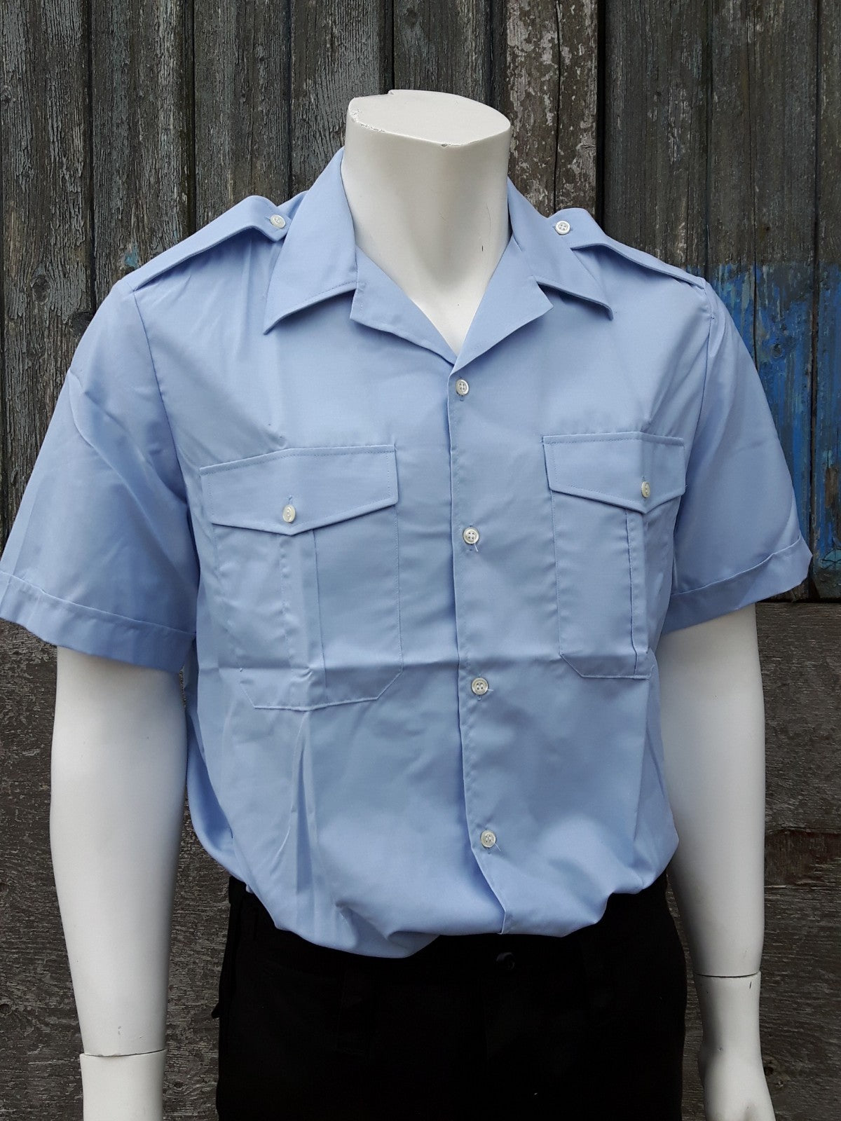 Genuine Surplus French Fleet Air Arm Airforce Short Sleeve Shirt Pale Blue NEW