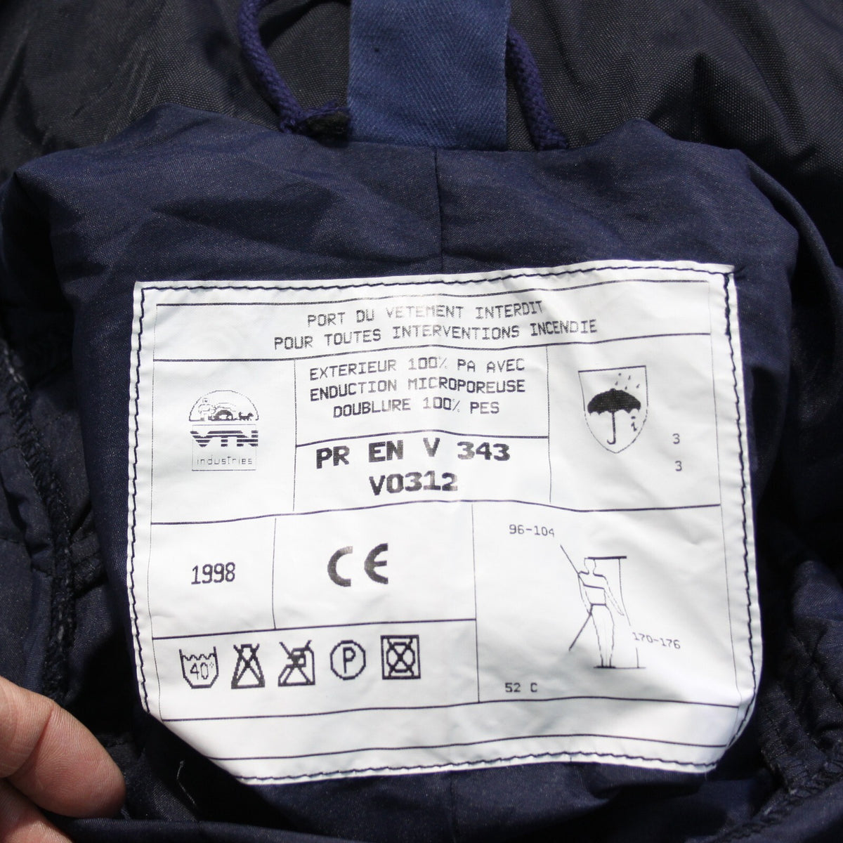 Genuine Surplus French Firefighters jacket Navy Water Resistant 46" (3219)