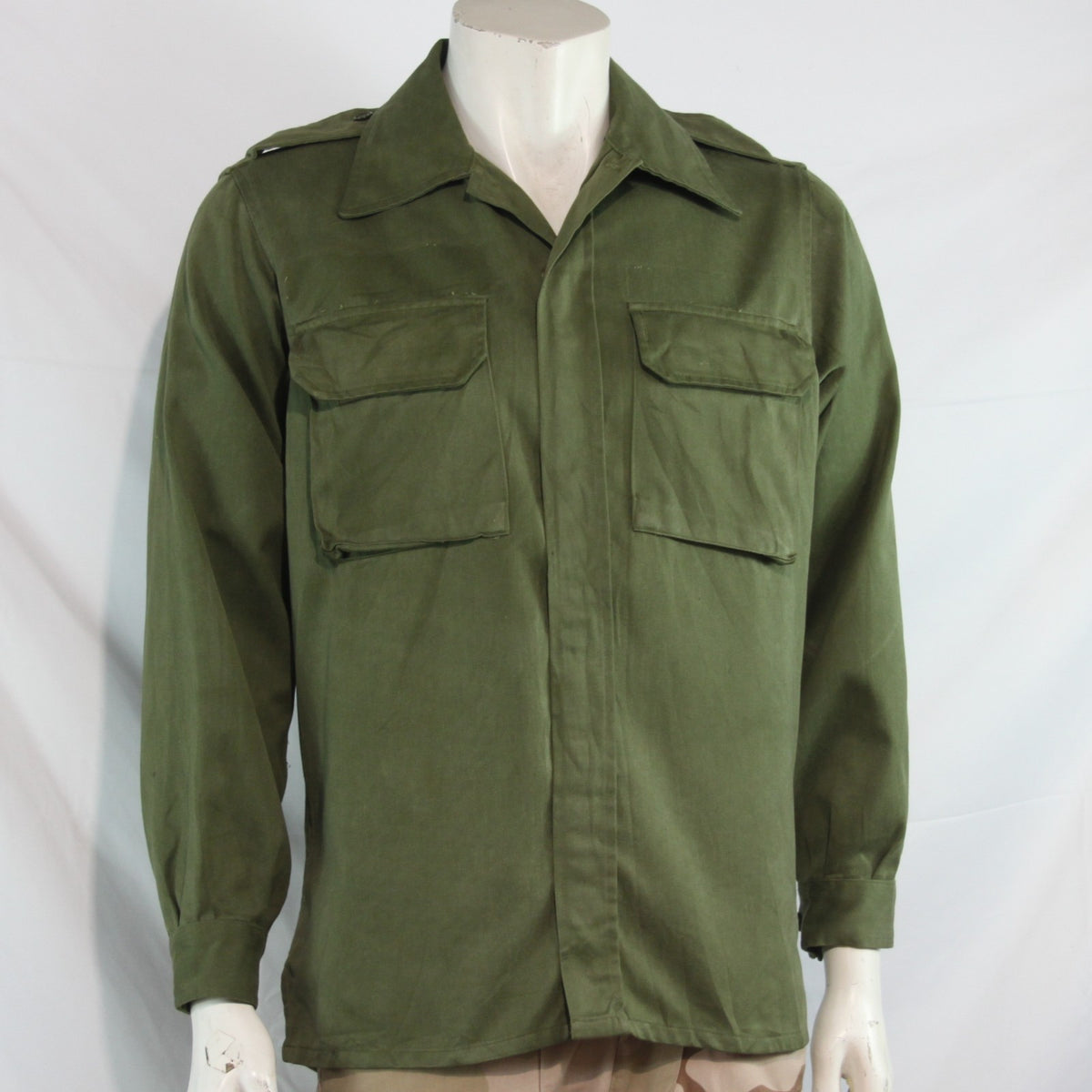 Genuine Surplus Spanish Army Olive Green Field Shirt Hook Loop Fasten 40" (4278)