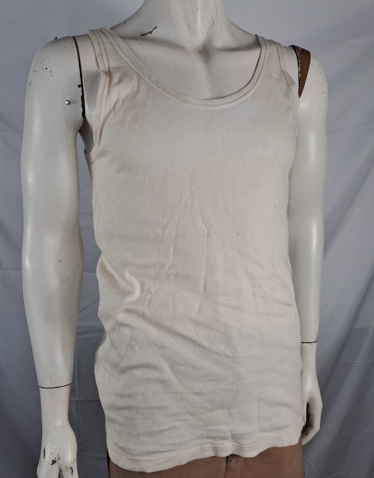 Genuine Surplus Czech Army Cold War Era Beige/Cream Singlet Vest