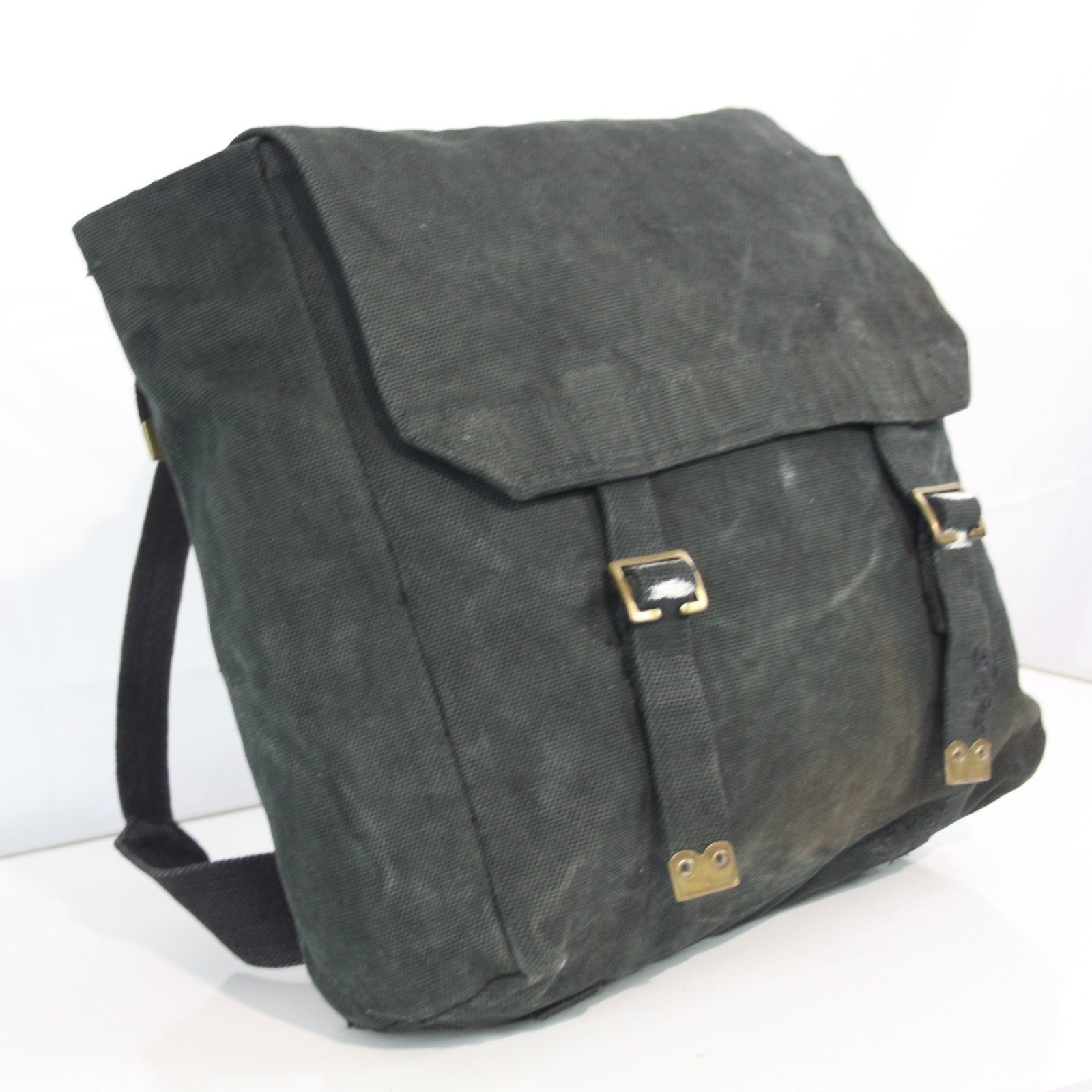 Genuine Surplus Vintage Belgian Army Webbing Bag Side Bag Black Canvas G2 3391