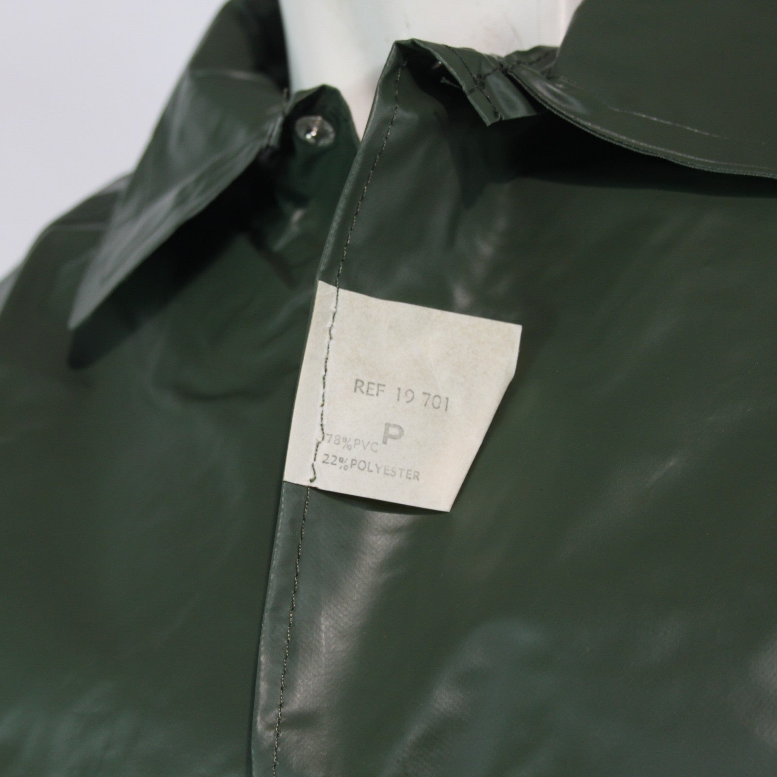 1970's Waterproof PVC French Army Raincoat Jacket Genuine Surplus 40-42"  (3863)