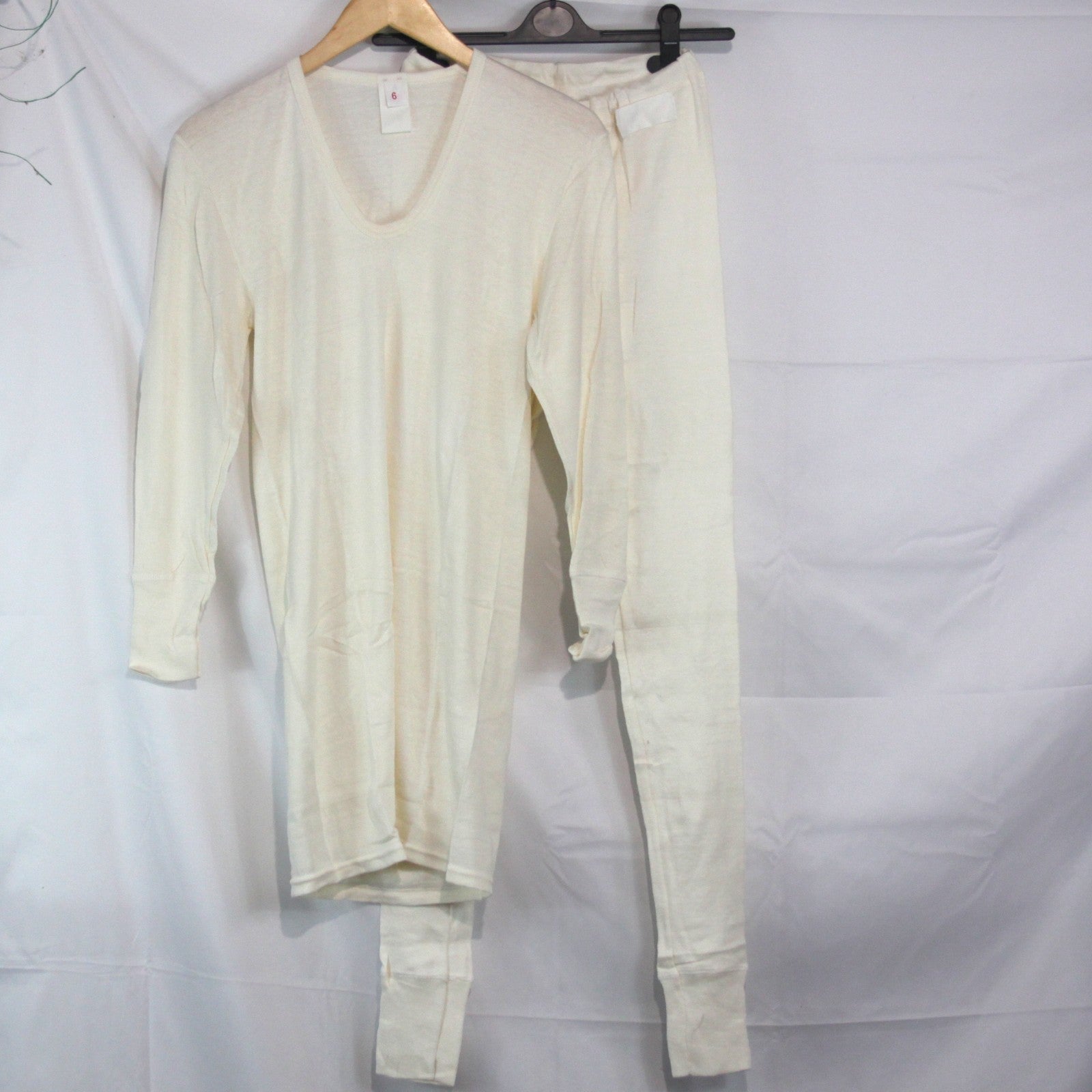 Vintage East German White Thermal Vest Long Johns Set Genuine Surplus 38" (3828)