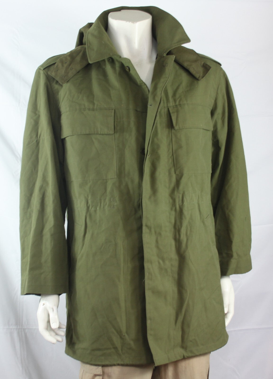 Genuine Surplus Vintage Czech Army Olive Drab Canvas Hooded Parka Cotton Canvas