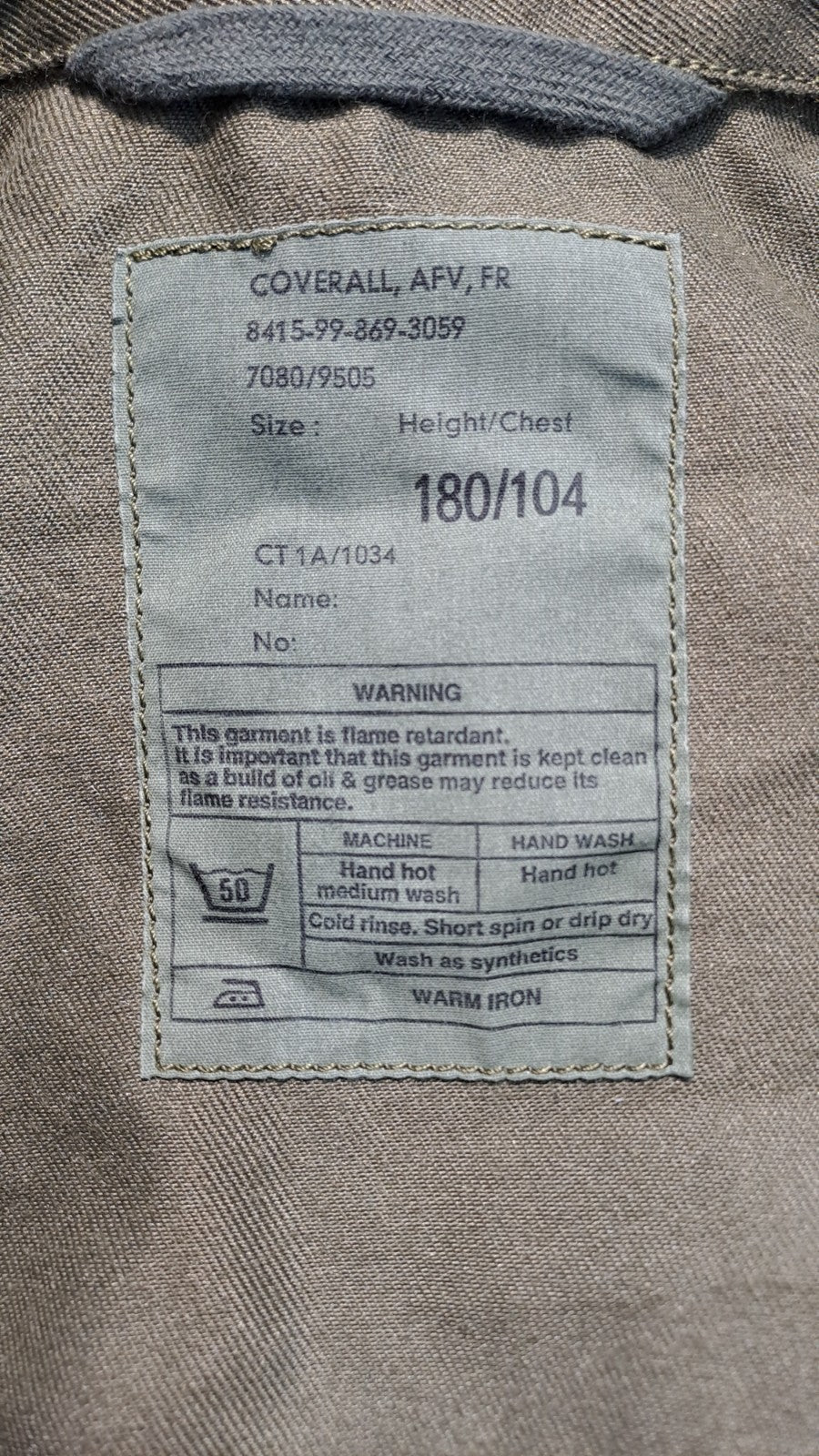 Genuine Surplus British AFV Overall Tank Suit Olive (2702)