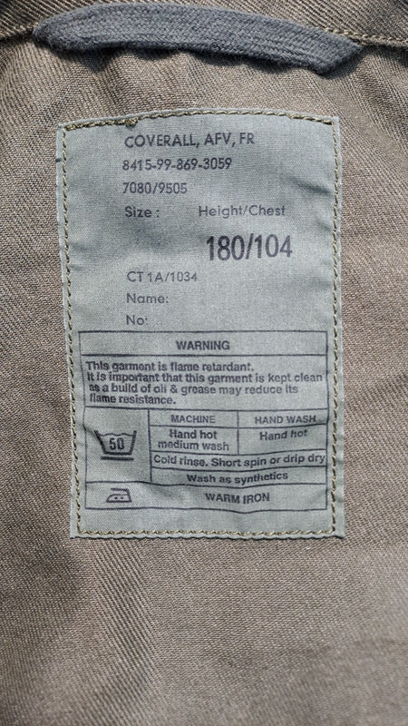 Genuine Surplus British AFV Overall Tank Suit Olive (2702)