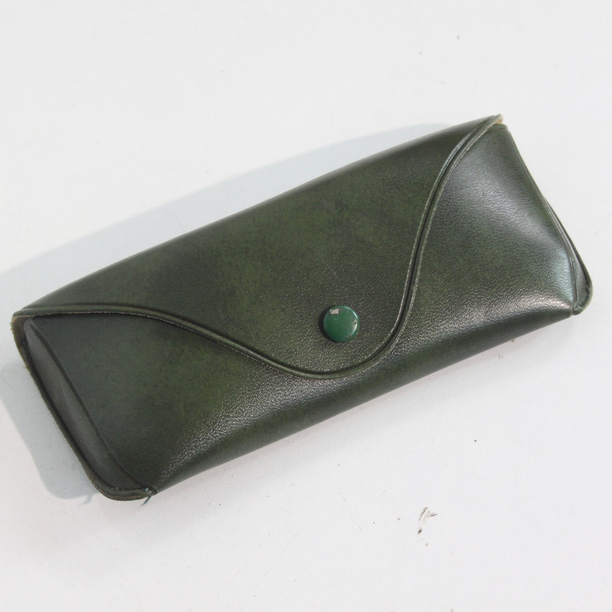 1970's Vintage Green Faux Leather Sunglasses Spectacle Case Military Issue (3988