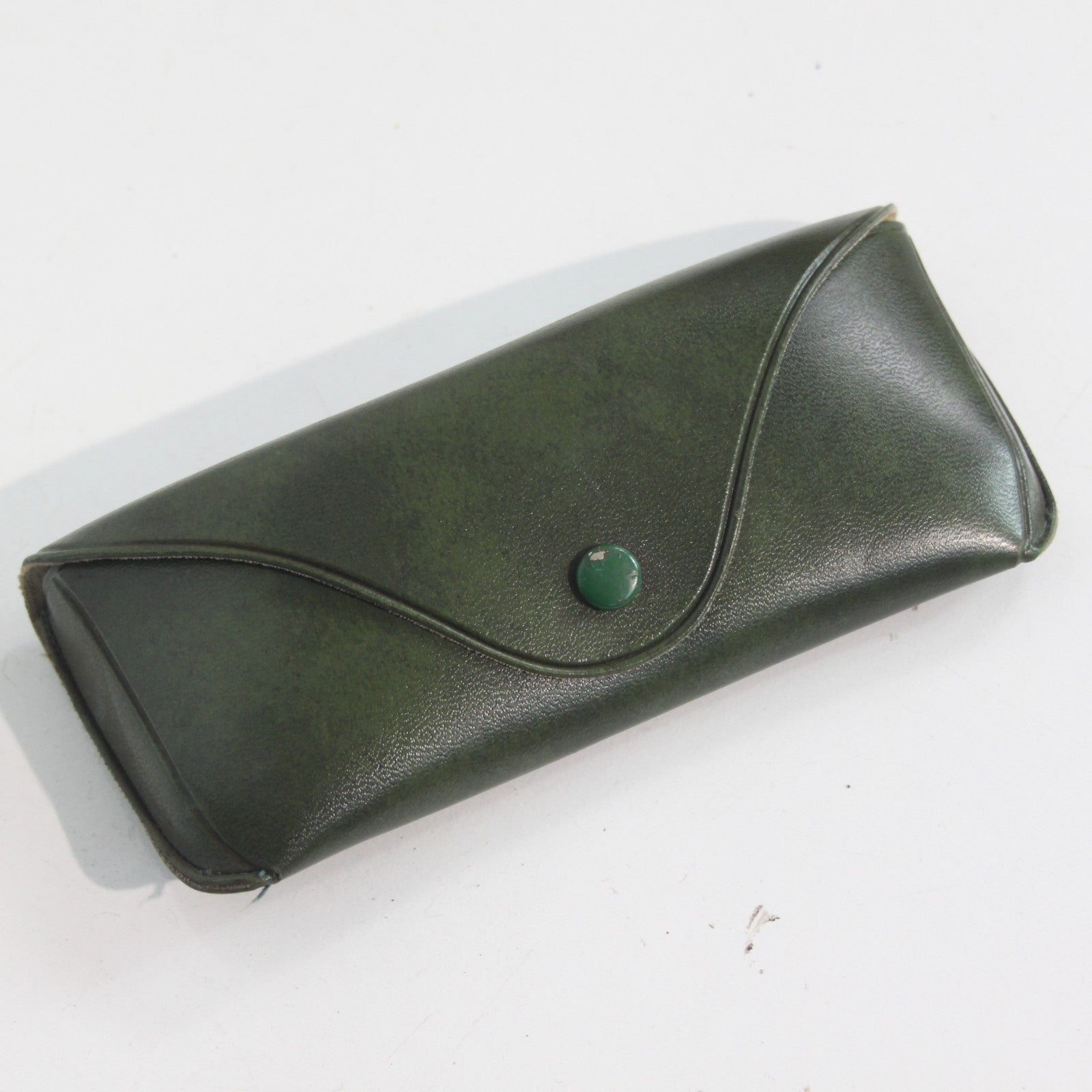 1970's Vintage Green Faux Leather Sunglasses Spectacle Case Military Issue (3988