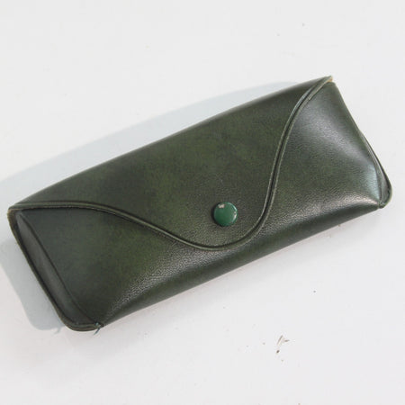 1970's Vintage Green Faux Leather Sunglasses Spectacle Case Military Issue (3988