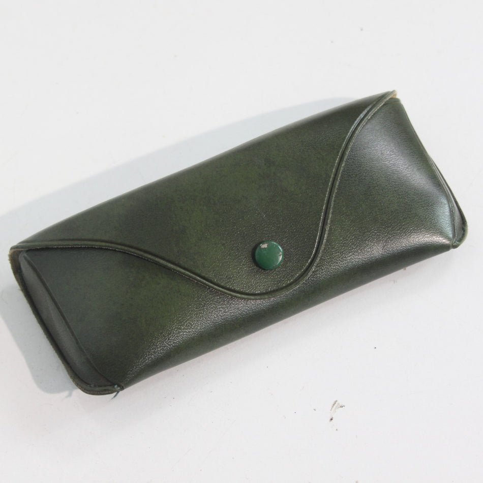 1970's Vintage Green Faux Leather Sunglasses Spectacle Case Military Issue (3988