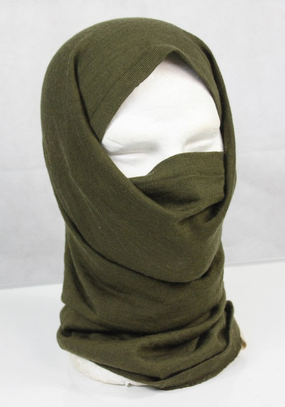 British Army Wool Knitted Snood Headover Olive Genuine Surplus (4252)