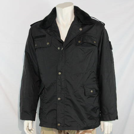 Genuine Surplus French Police Black Jacket, Button off Faux Fur Collar (3149)