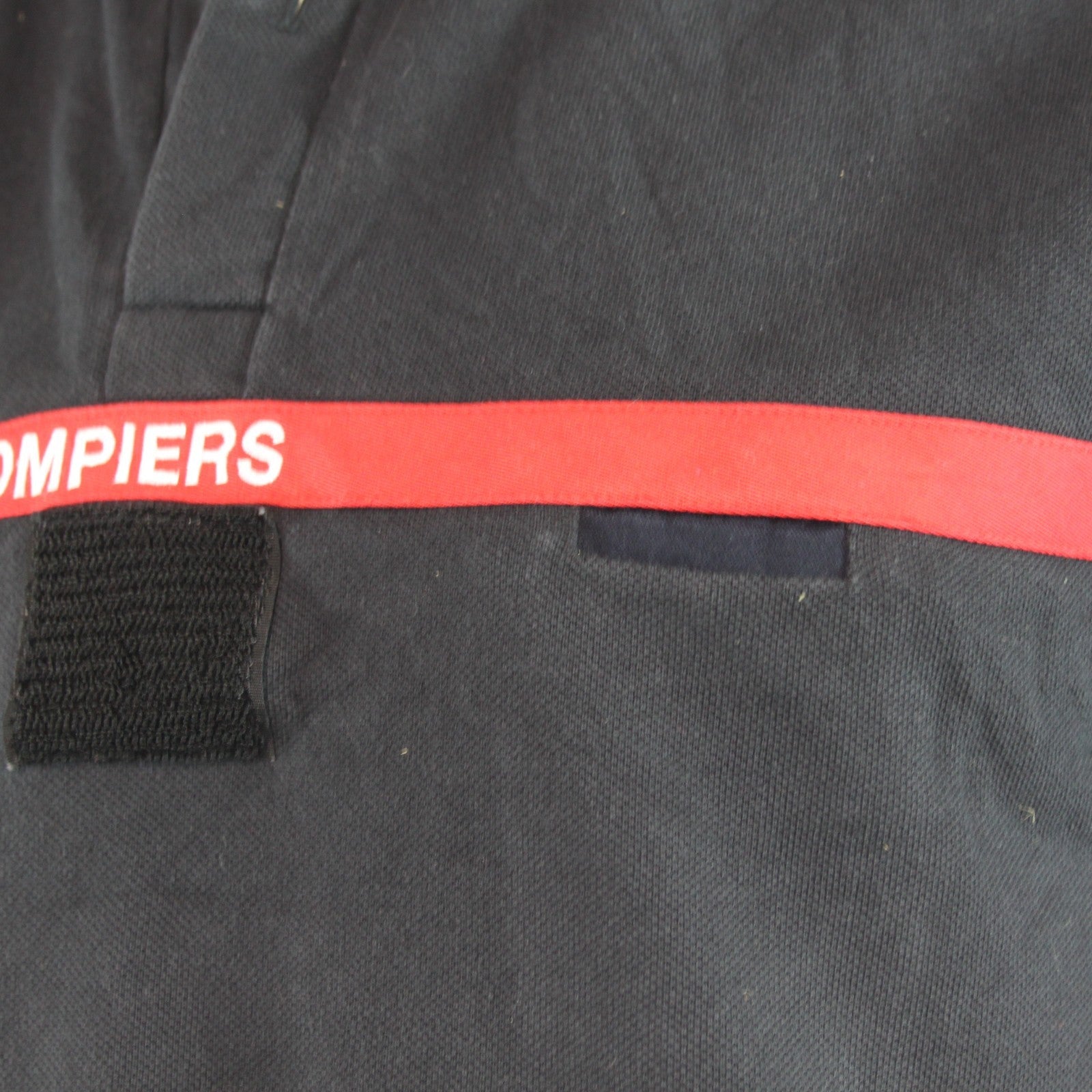 Genuine Surplus French Army Polo Shirt Navy Red Stripe Cotton (4260)
