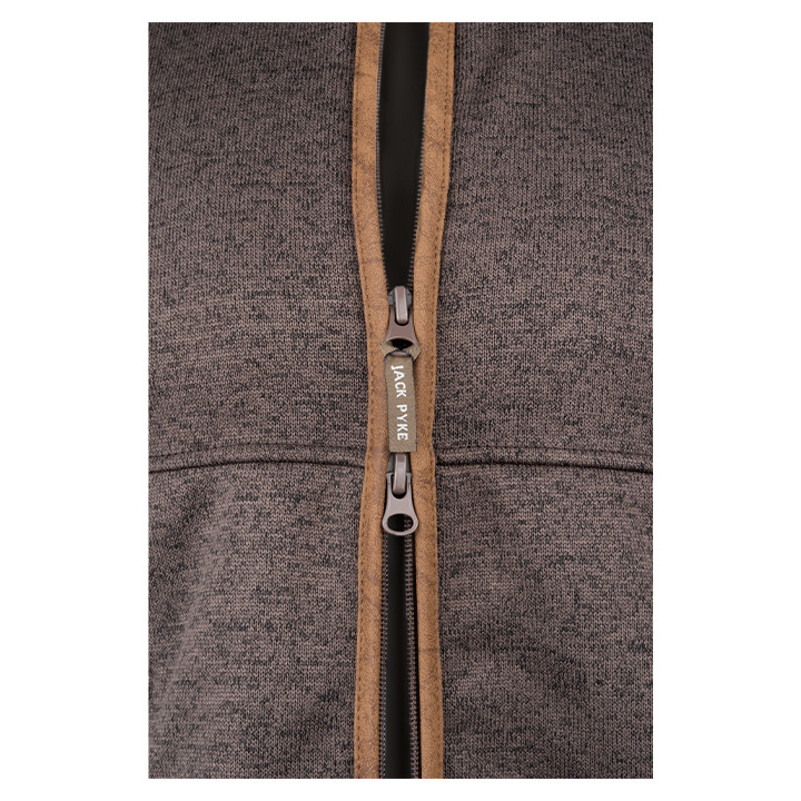 ED Jack Pyke Countryman Melange Fleece Gilet Double Zip Front Waistcoat Brown