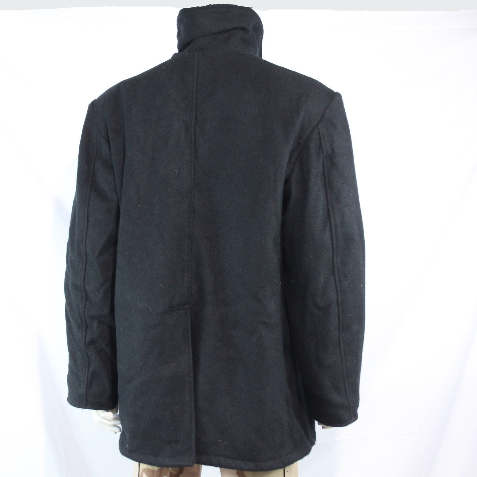Possible US Naval Wool Pea Coat Black Military Surplus Warm Winter 44 (3647)