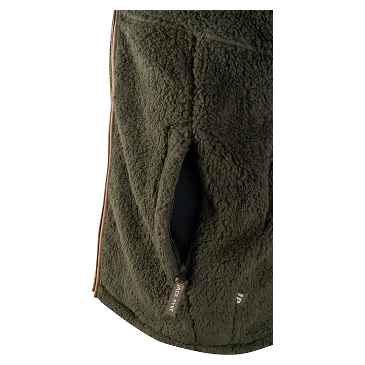 ED Jack Pyke Countryman Chunky Fleece Gilet Double Zip Front Waistcoat Olive