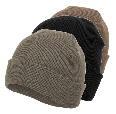 Highlander Deluxe Watch Hat Acrylic Knitted Bob Hat Black Green Tan Thermal