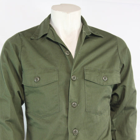 Vintage US Army Shirt Olive Utility Shirt Genuine Surplus 14.5"  (4133