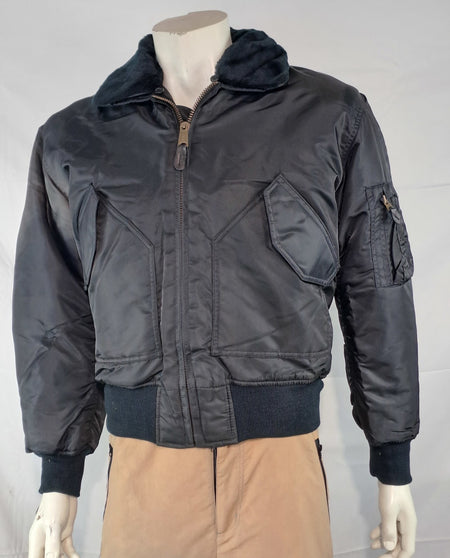Highlander MA2 Bomber Jacket Plain Collar Padded Quilted Black XXS