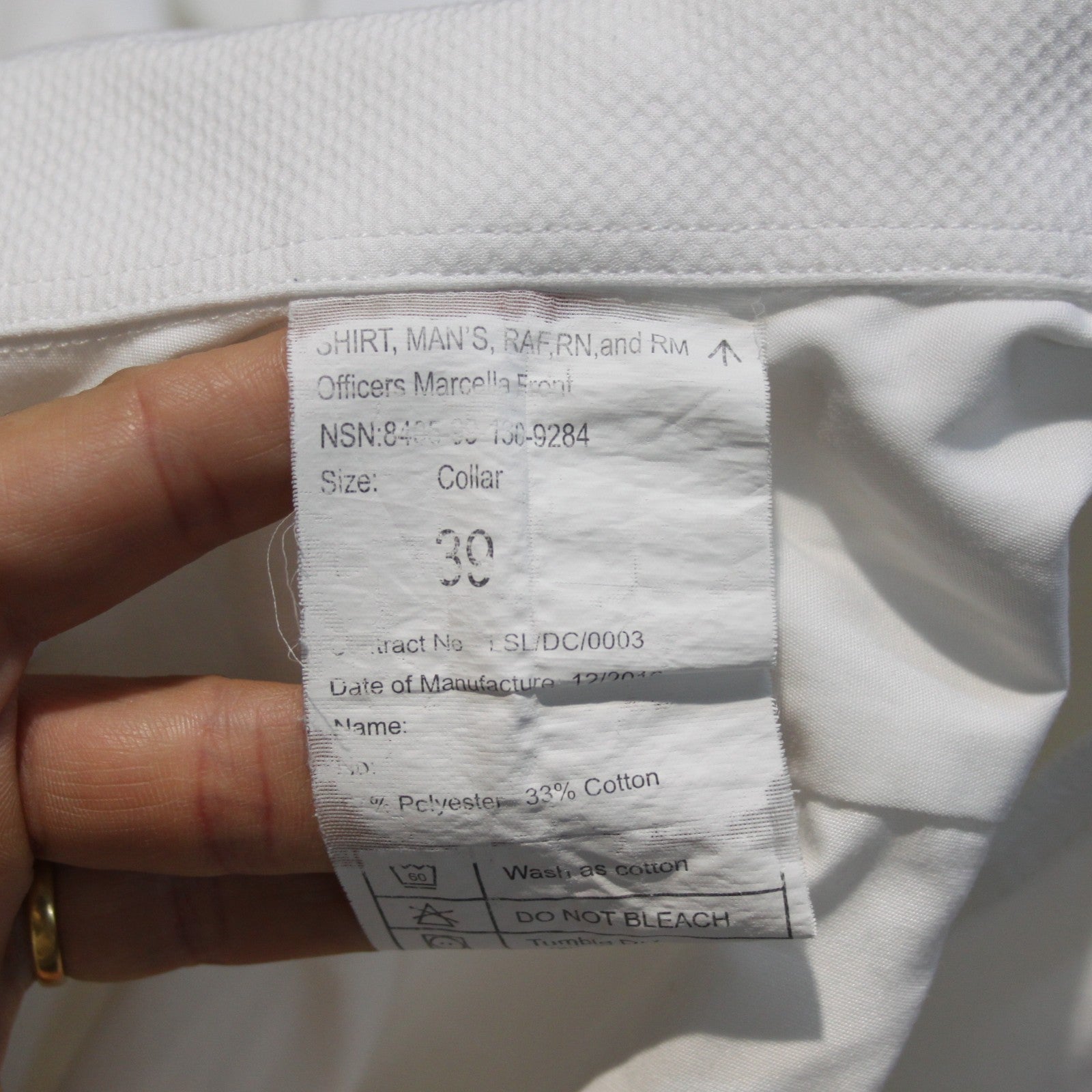 Genuine Surplus British Officers Mess Dress Shirt Marcella Front Mens 39cm(3594)