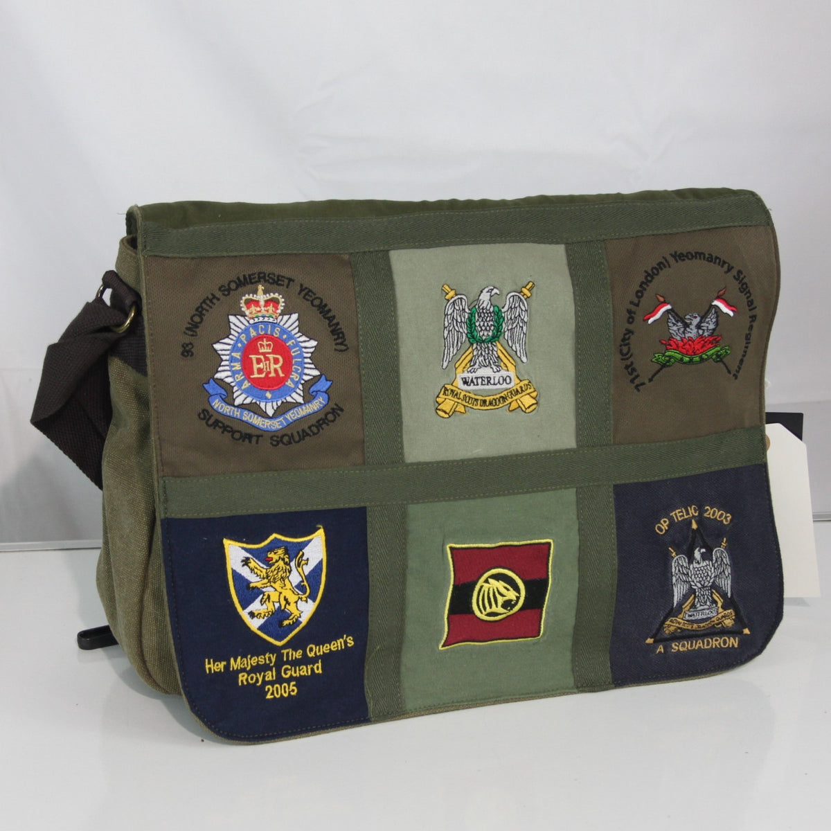 Upcycled Army T-Shirt Badges Made into Exclusive Messenger Bag Military (4467)