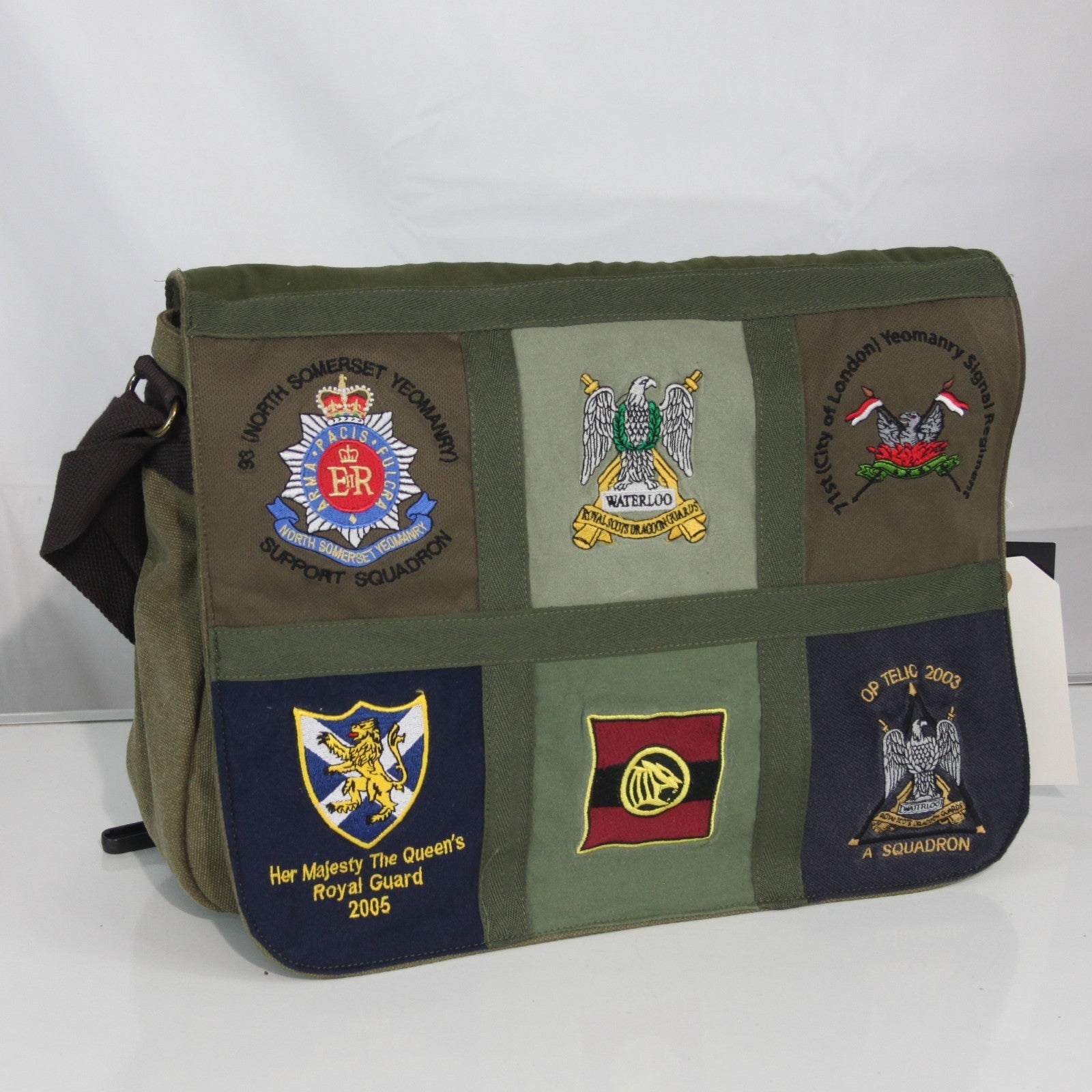 Upcycled Army T-Shirt Badges Made into Exclusive Messenger Bag Military (4467)
