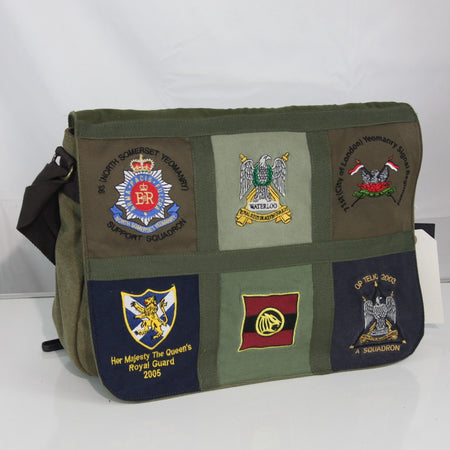 Upcycled Army T-Shirt Badges Made into Exclusive Messenger Bag Military (4467)