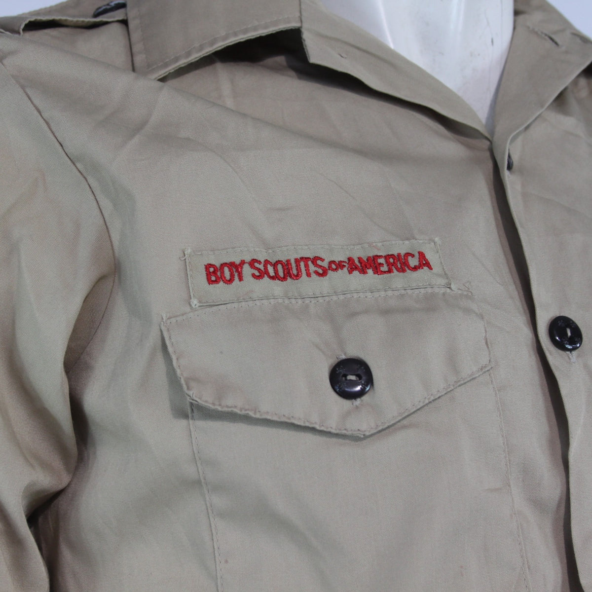 Boy Scout Shirt Badged Sand Genuine US Scouts of America 14-14.5" Collar  (3619)