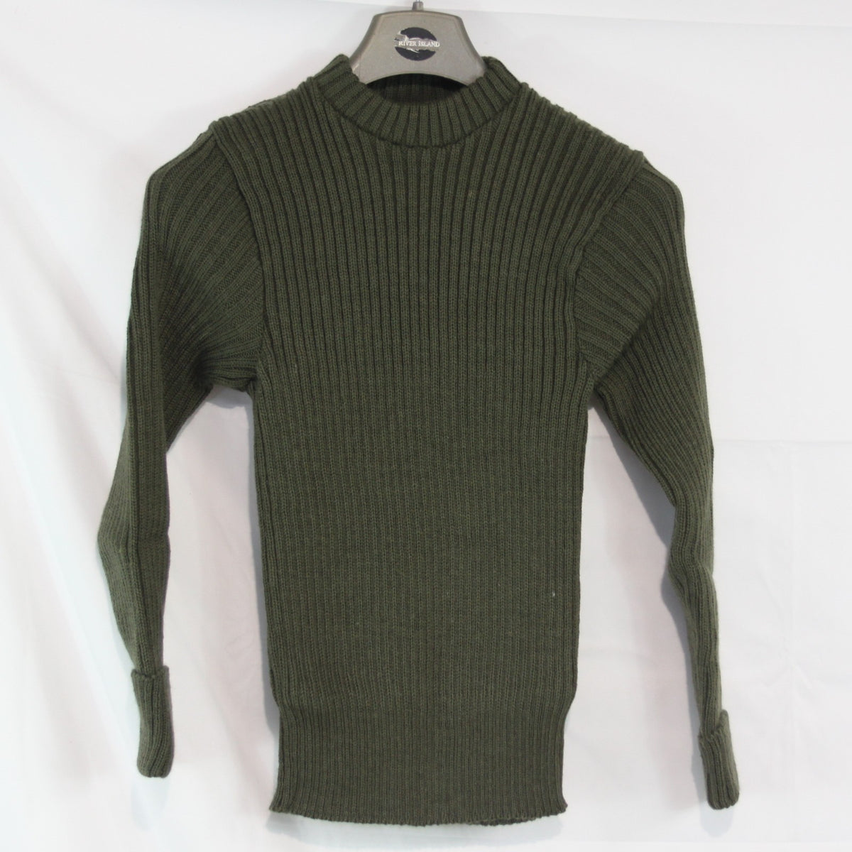NEW British Army Olive Green Heavyweight Rib Jumper No Patches 34" Chest (4063)