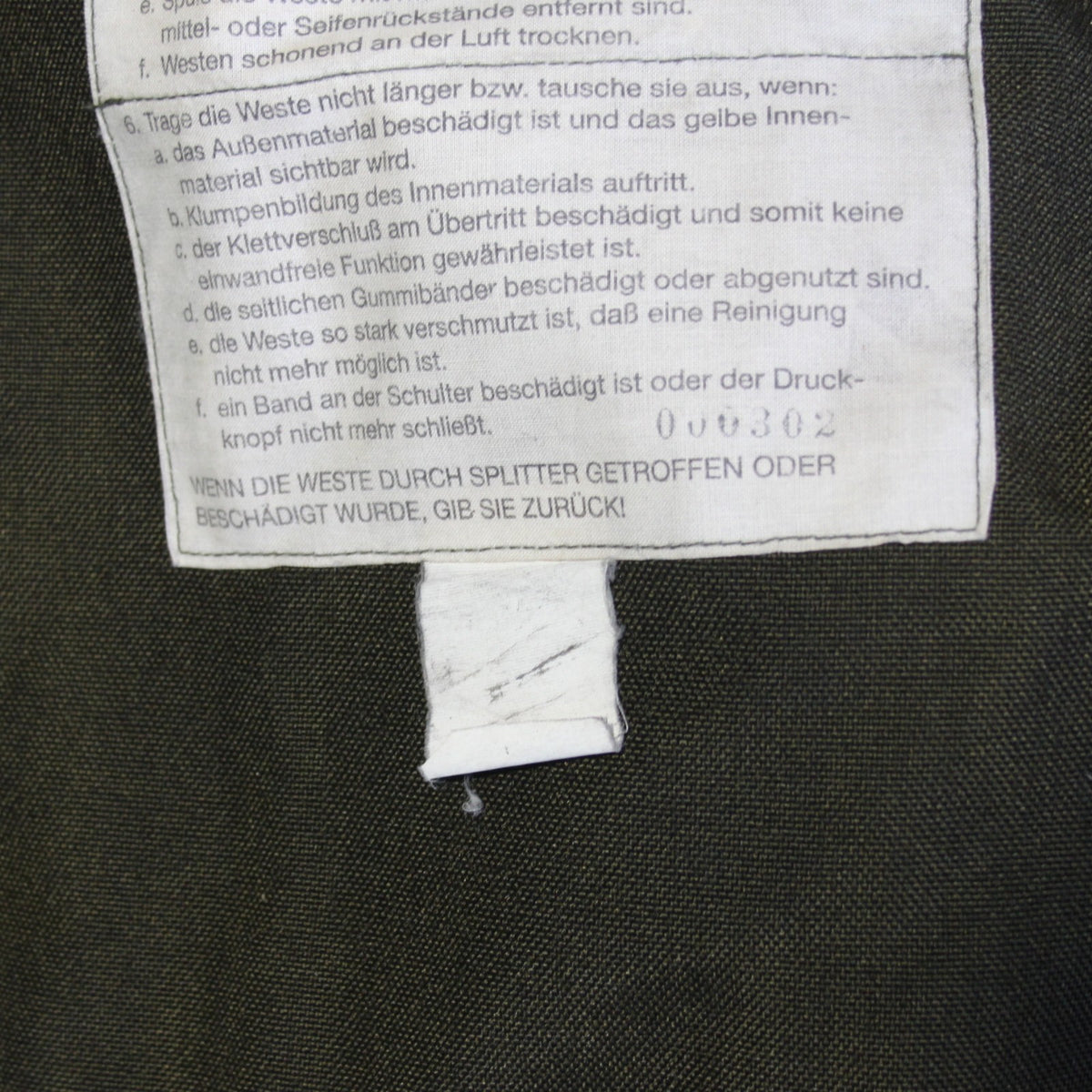 Austrian Military Body Armour Cover with Kevlar Genuine Surplus Olive 44" 3977