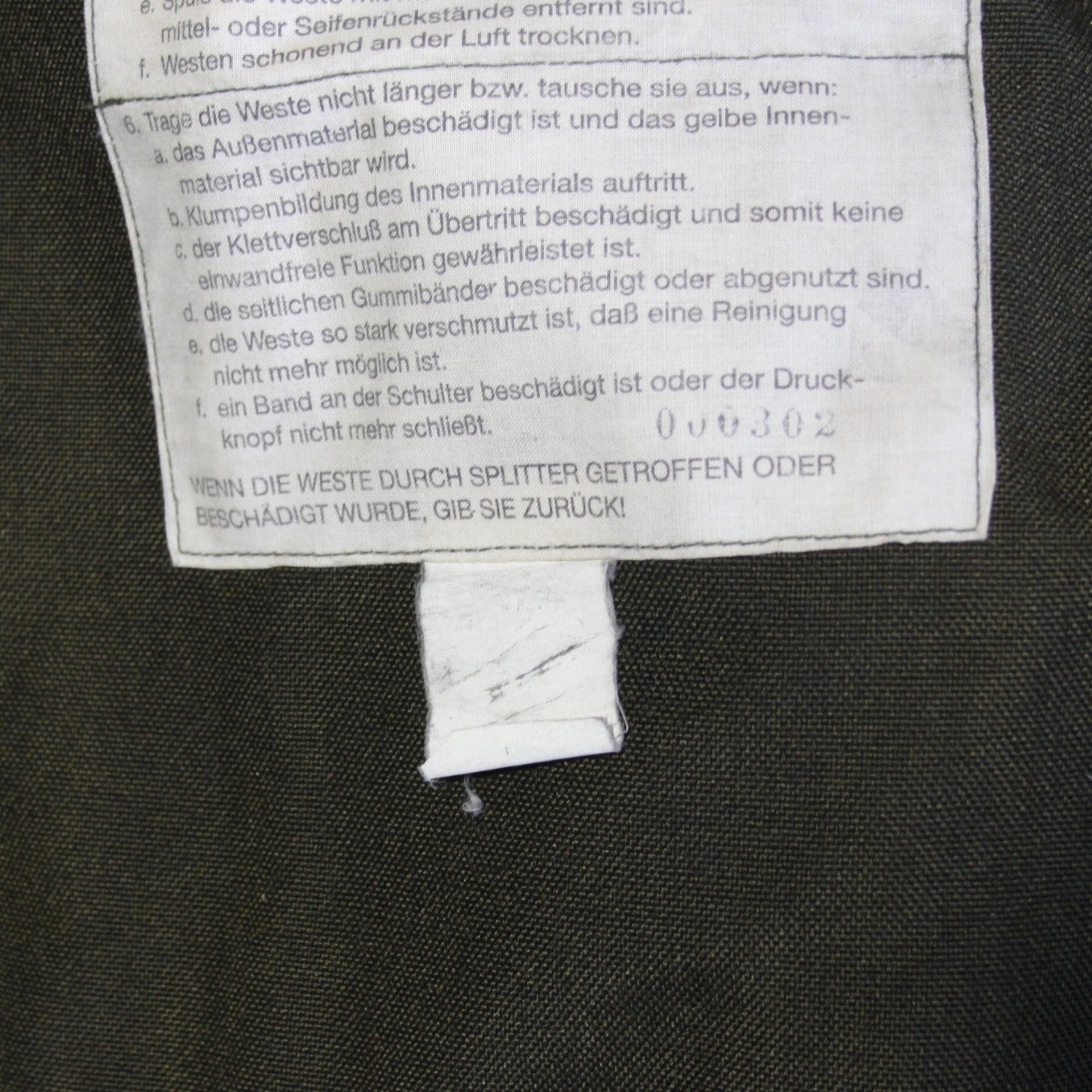 Austrian Military Body Armour Cover with Kevlar Genuine Surplus Olive 44" 3977