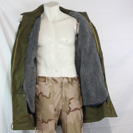 Genuine Surplus Vintage Czech Army Olive FFur Canvas Belted Parka Canvas 3744