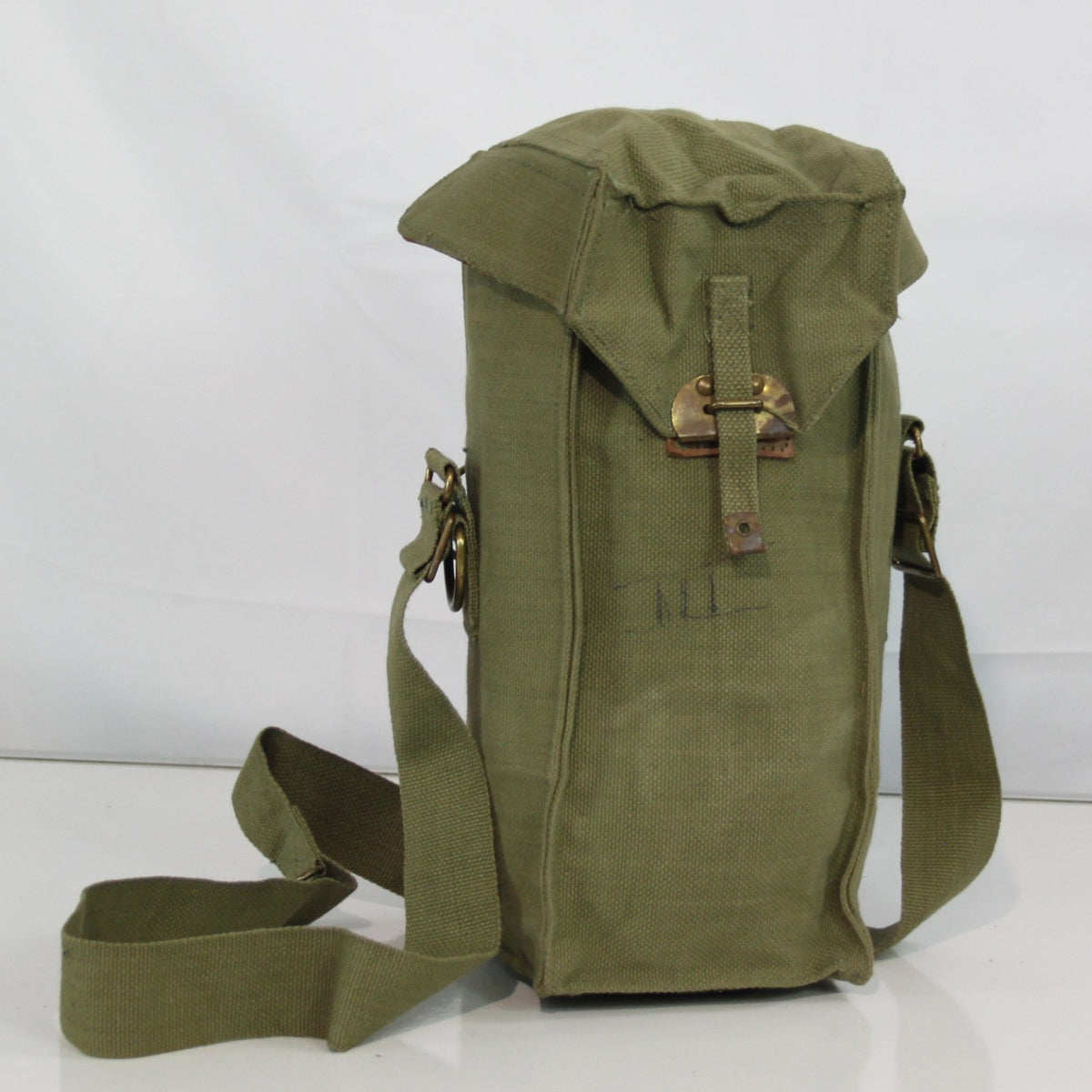 Genuine Surplus Vintage Belgian / British Army Canvas Side Bag Leather trim 3392